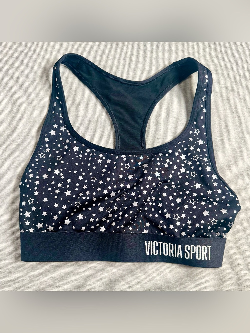 Victoria's Secret Victoria Sport Black Star-Print Racerback Sports Bra